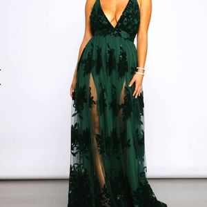 Windsor Formal Flocked Velvet Long Dress